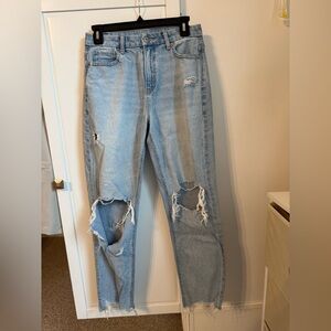 American Eagle Outfitters Light Blue Distressed Straight Leg Jeans